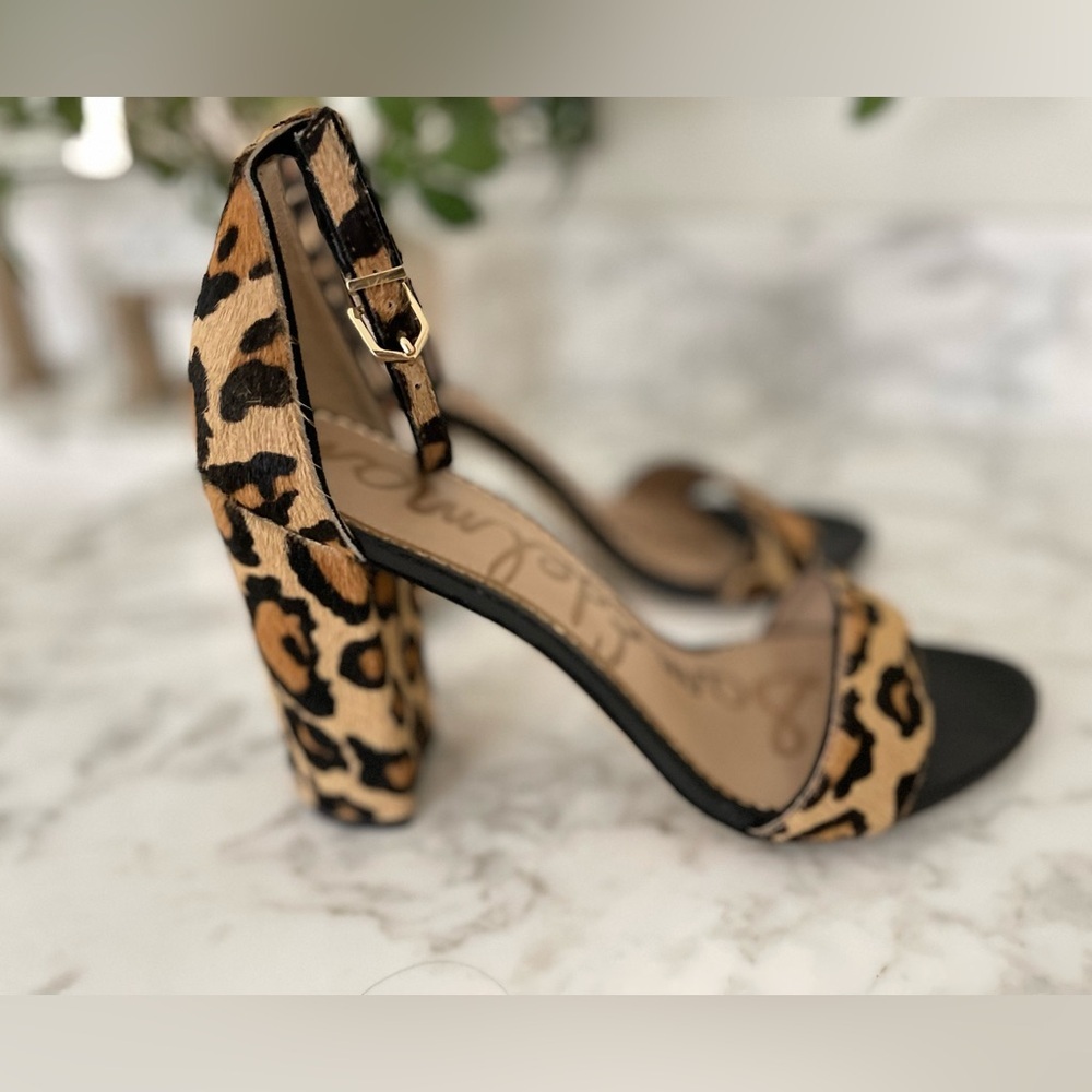 Sam Edelman Yaro Block Heel Cheetah Leapard Print Y2K Chunky Heels Size 8 - Picture 5 of 6